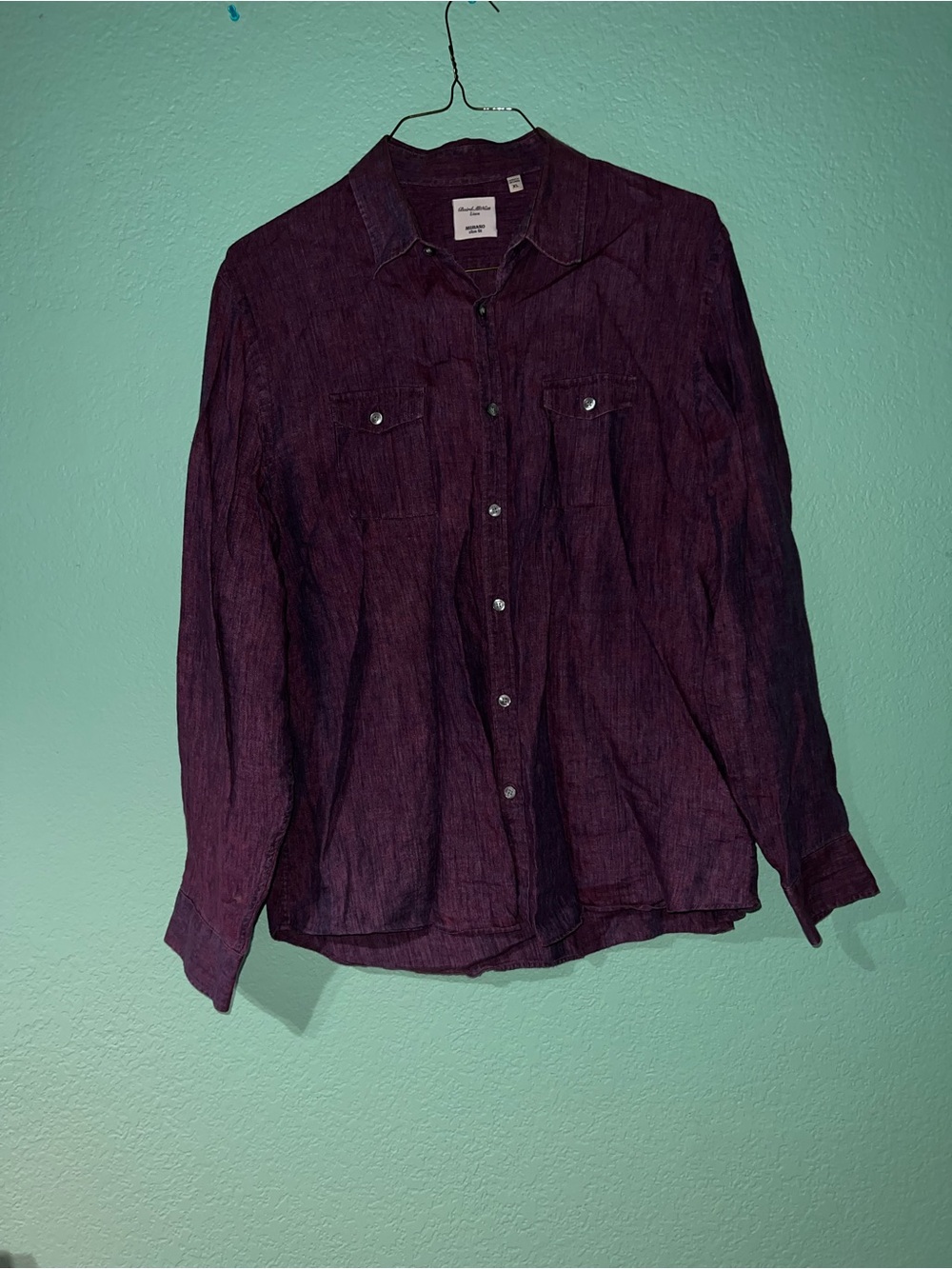 Murano Linen Slim Fit Shirt in Plum